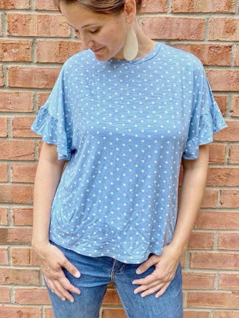 NWT Blue Polka Dot Top